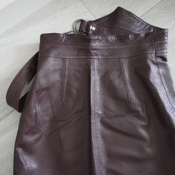 & Other Stories Brown Nappa Leather Wrap Mini Skirt with Belt - Picture 5 of 9